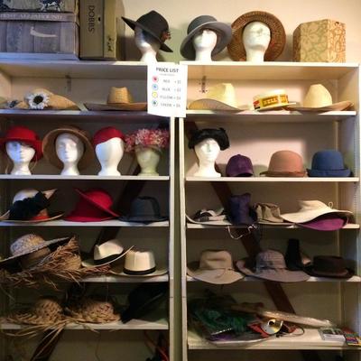 Large collection of women's hats. Some men's hats as well.