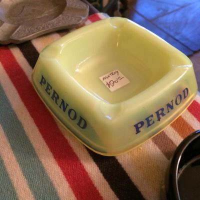 Opalescent Vaseline glass collectible ashtray.