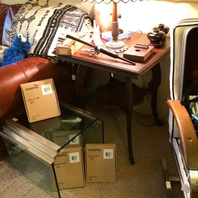 Oak occasional table, glass mid century modern table by Pace (Italy) designed by Leo Rosen.