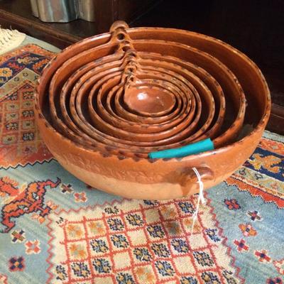 Large set of Mexican ceramic nesting bowls.