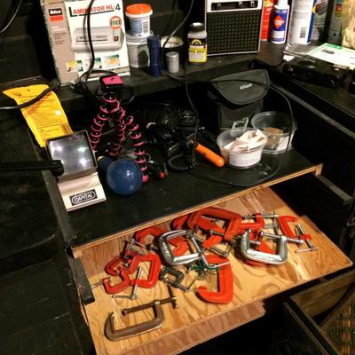 Collection of metal clamps, miscellaneous.