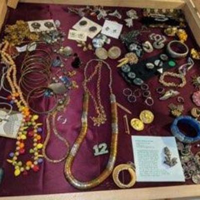 Large collection of vintage costume jewelry and designer jewelry from the 1980s.