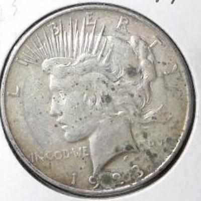 1923-D Silver Peace Dollar, VF Detail
