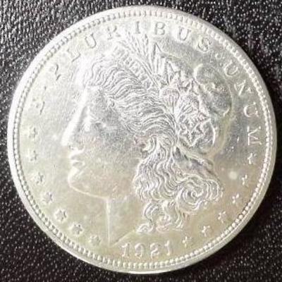 1921-S Morgan Silver Dollar, BU-MS Detail