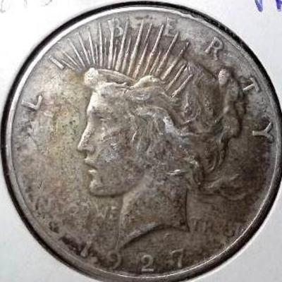 1927-D Silver Peace Dollar, VG Detail