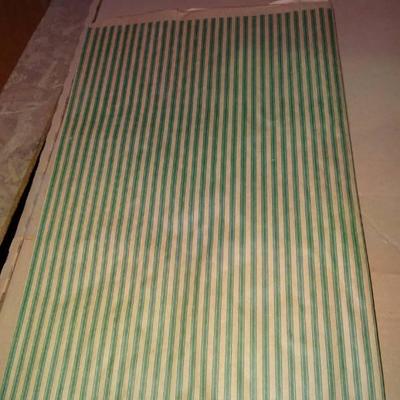 (5) Cases Of Green Ticking Stripe Paper Bags