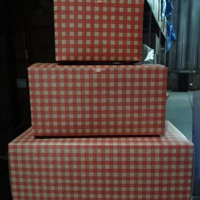 Large lot of 24 Red Gingham Boxes