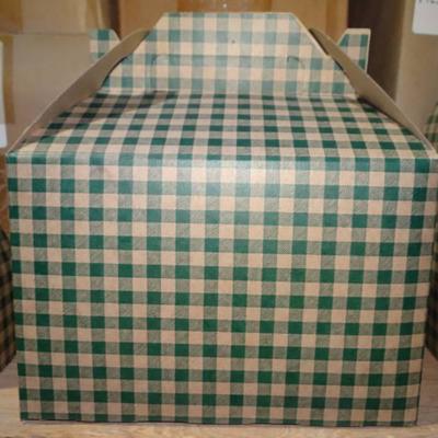 (3) Cases Of Green Gingham Lunch Boxes With Handle ...