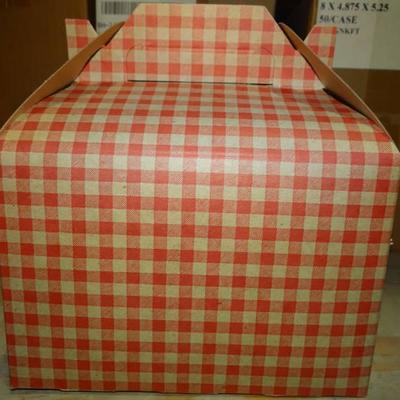 (4) Cases Of Red Gingham Lunch Box With Handle