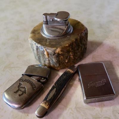 Assorted Lighters - Camel - Zippo (Snap-On) & Case Pocket Knife