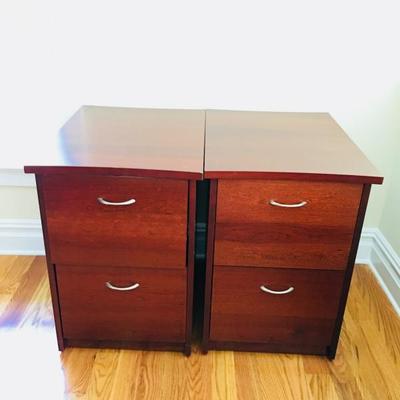 1 of 4 piece Dark Cherry Wood Office Set:
File cabinet
