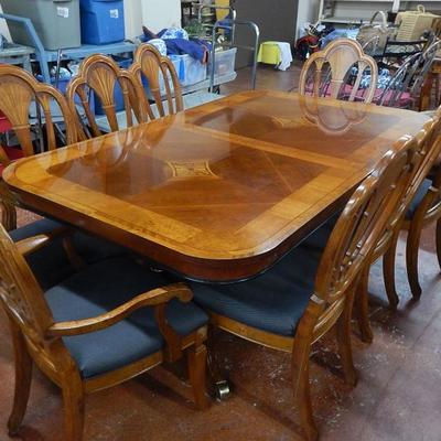 Inlay Style Dining Table & 8 Chairs