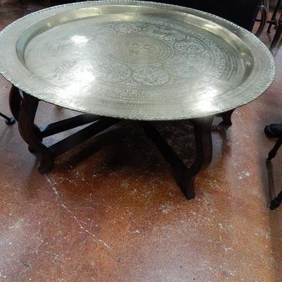 Asian Chased BrassTray Coffee Table