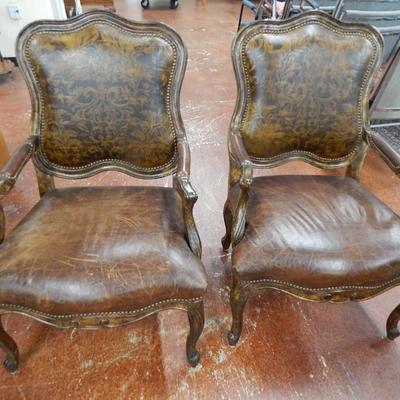 Pair of Paul Robert Leather nail Head Chairs