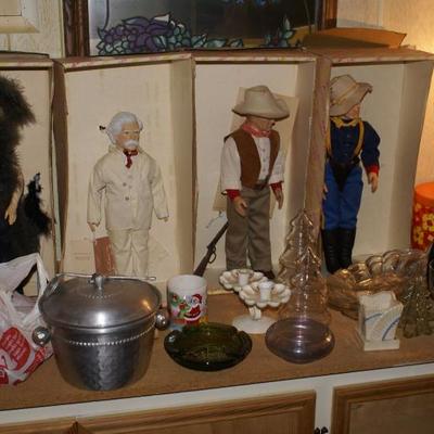 C.1980's  Dolls: John Wayne, May West , Mark Twain Porcelain Dolls 