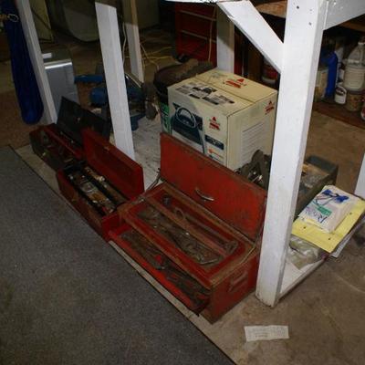 Metal Tool Boxes with Hand Tools 