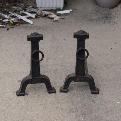 Pair of Antique Cast-Iron Fireplace Dogs 