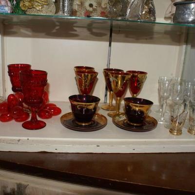 Inside View of Antique Ruby Red Glassware 