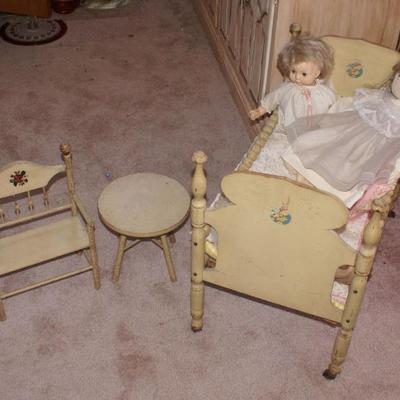 Old Antique Wooden Doll Furniture 