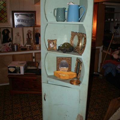 Old Wooden Corner Cabinet 