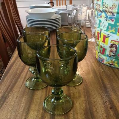 Green Glass Goblets