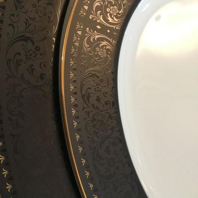 Elegant Noritake Benedicta pattern - (Black Jacquard rim with gold fleurettes)