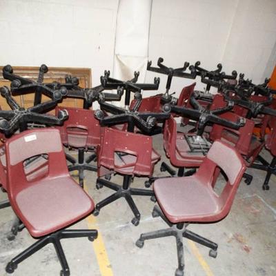Large lot of chairs on wheels