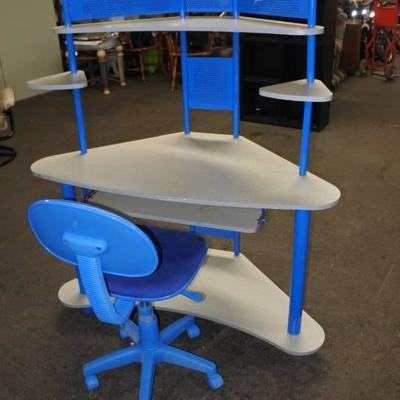 1 Blue Office Desk and Chair
