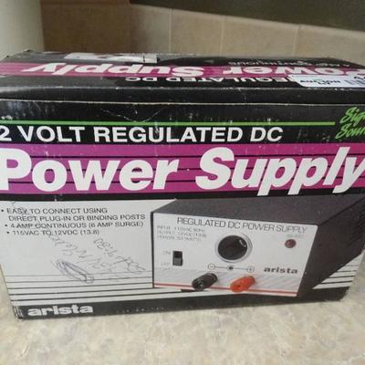  12 Volt regulated DC power supply.