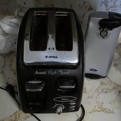 Oster can opener and a T-fal toaster.