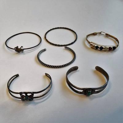 6 Bracelets - Some Sterling - Hand Made - Nice Col ...