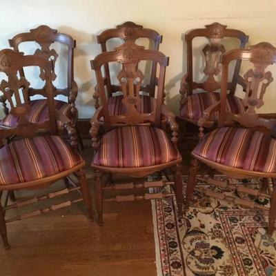 Six Wooden Dining Room Chairs