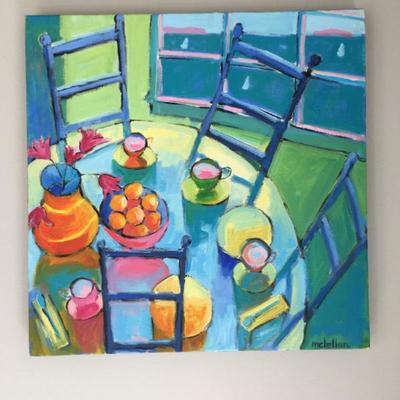 Funky Cottage Interior-Betsy Mclellan 12 x 12  oil