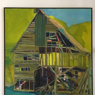"Grasshopper Barn"	-Bonita Leflore 2015  45 x 45 Acrylic w/Pastel