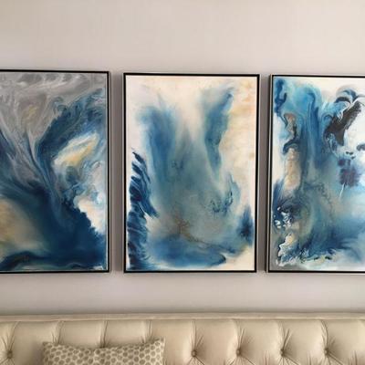 "Sea of Storms 1_2_3" (triptych)  -Isabella Innis, 2016   24 x 36 ea.  Acrylic	