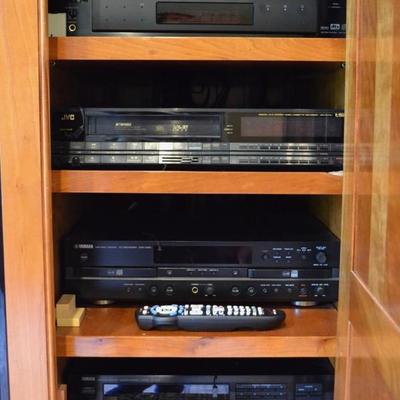 Sony DVD player, JVC VHS player, and Yamaha tuner and CD recorder