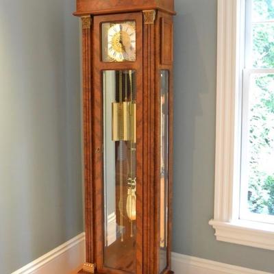 Italian long case clock with marquetry
