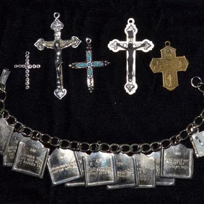 Crosses and Ten Commandments bracelet