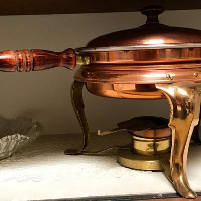 Vintage brass and copper chafing dish
