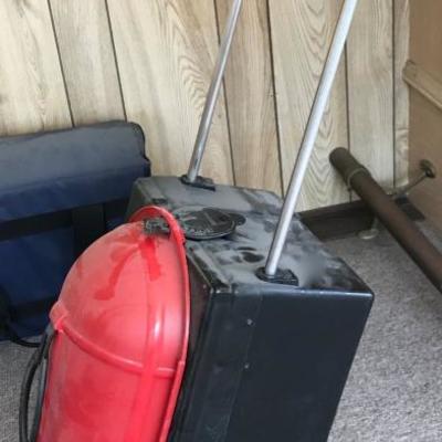 Bowling Balls, Shoes, And Rolling Case