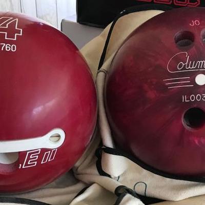 Bowling Balls, Shoes, And Rolling Case