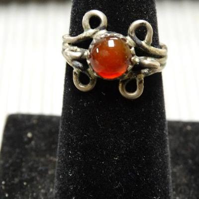Sterling Silver Ring with Red Stone