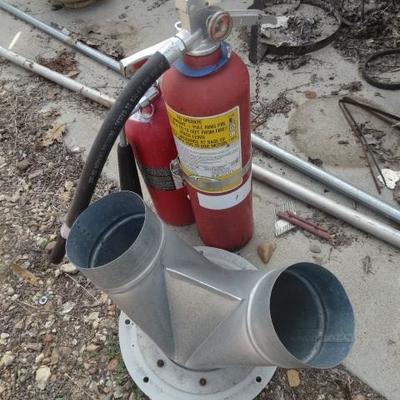 2 fire extinguishers & pipe fitting
