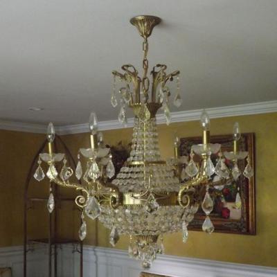 Schonbek Crystal Chandelier 6 Arms 29" Wide 37" Drop