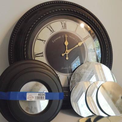 Large Clock and decorative mirrors