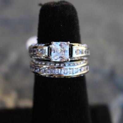 Sterling Silver White Sapphire Wedding S