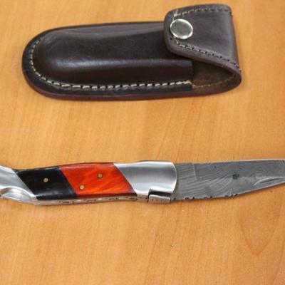 9" Damascus Lockback Knife