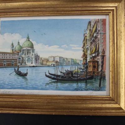 2- 8 x 10 1/2 Framed Signed Watercolors "Marini Venesia"