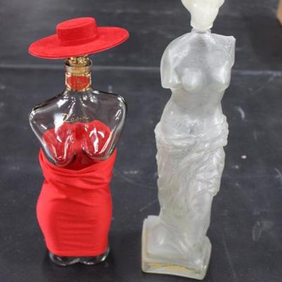 2 Female Shaped Glass Bottles