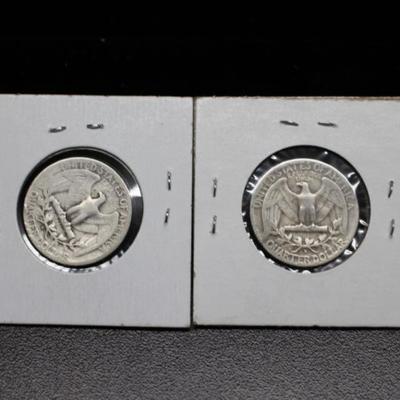 2 Silver Washington Quarters 1948-S, 1953-S